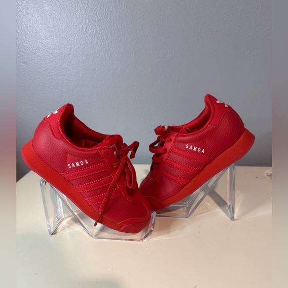 Adidas Samoa Kids Bright Red Sneakers Size 11 - Picture 1 of 8